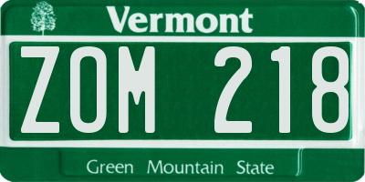 VT license plate ZOM218