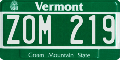 VT license plate ZOM219