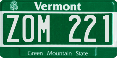 VT license plate ZOM221