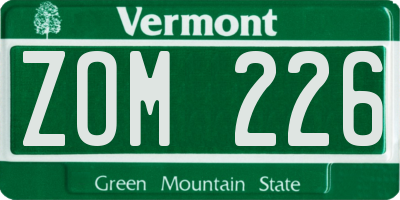 VT license plate ZOM226