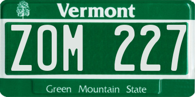 VT license plate ZOM227