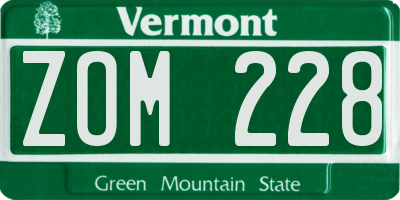 VT license plate ZOM228