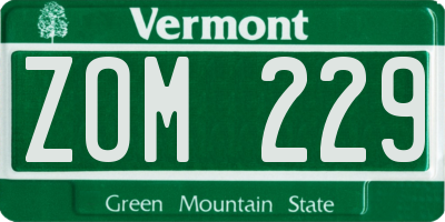 VT license plate ZOM229