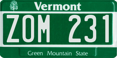 VT license plate ZOM231