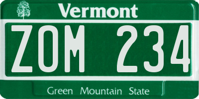 VT license plate ZOM234