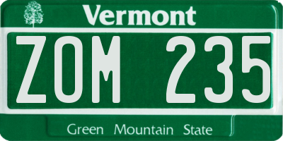 VT license plate ZOM235