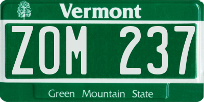 VT license plate ZOM237