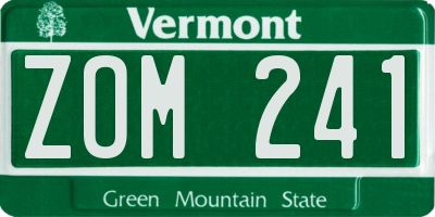 VT license plate ZOM241
