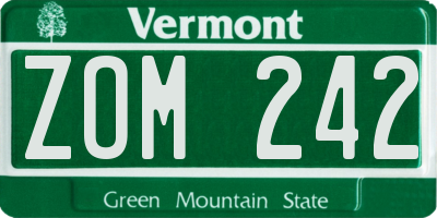 VT license plate ZOM242