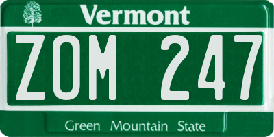VT license plate ZOM247