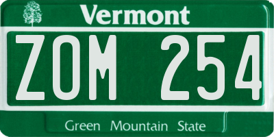 VT license plate ZOM254