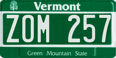 VT license plate ZOM257