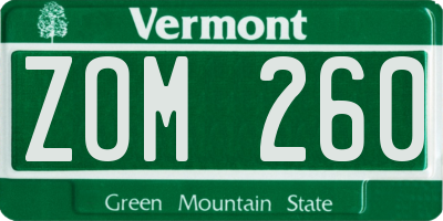 VT license plate ZOM260