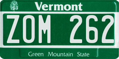 VT license plate ZOM262