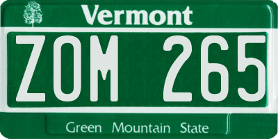 VT license plate ZOM265