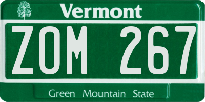VT license plate ZOM267