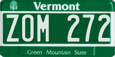 VT license plate ZOM272