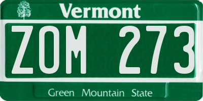 VT license plate ZOM273