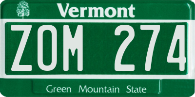VT license plate ZOM274