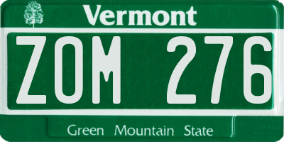 VT license plate ZOM276