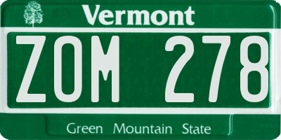 VT license plate ZOM278