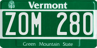VT license plate ZOM280