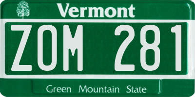 VT license plate ZOM281