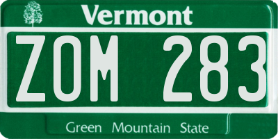 VT license plate ZOM283