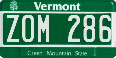 VT license plate ZOM286