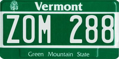 VT license plate ZOM288