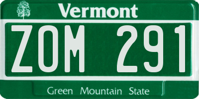 VT license plate ZOM291