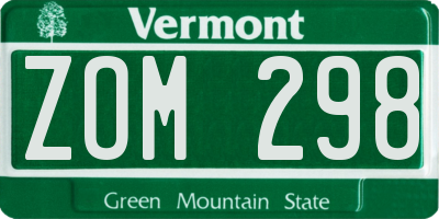 VT license plate ZOM298