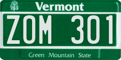 VT license plate ZOM301