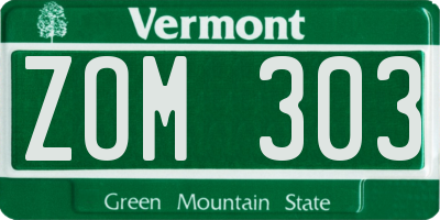 VT license plate ZOM303
