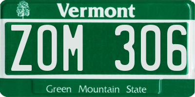 VT license plate ZOM306