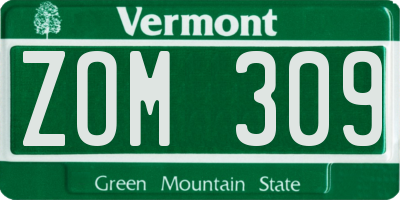 VT license plate ZOM309