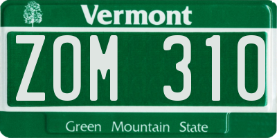 VT license plate ZOM310