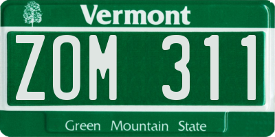 VT license plate ZOM311