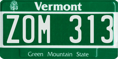 VT license plate ZOM313