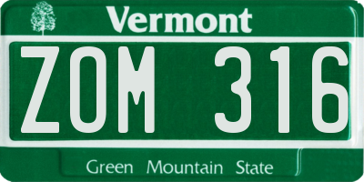 VT license plate ZOM316