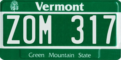 VT license plate ZOM317