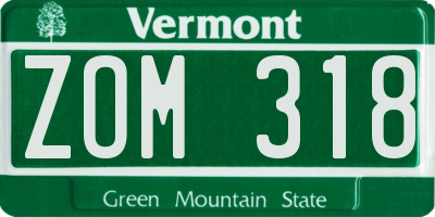 VT license plate ZOM318