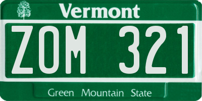 VT license plate ZOM321
