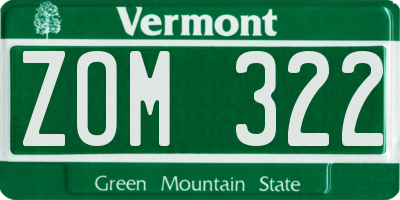 VT license plate ZOM322