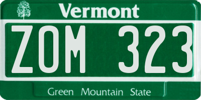 VT license plate ZOM323