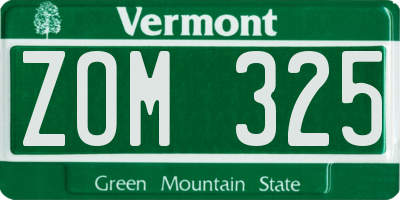 VT license plate ZOM325