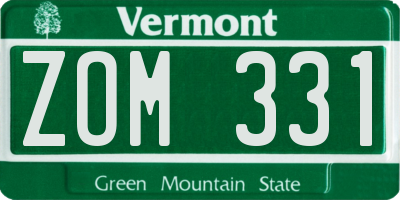 VT license plate ZOM331
