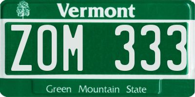 VT license plate ZOM333