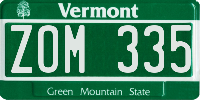 VT license plate ZOM335