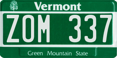 VT license plate ZOM337